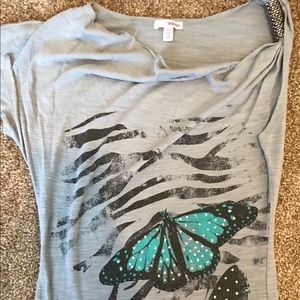 Fun graphic tee with metal accents